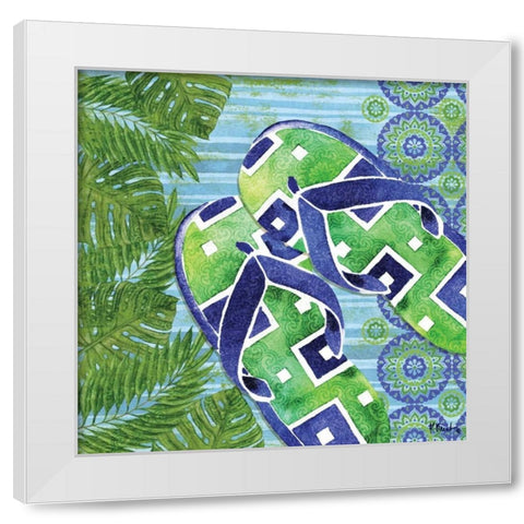 Blue Sarasota Sandals III White Modern Wood Framed Art Print by Brent, Paul