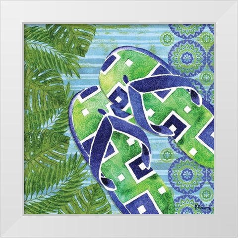 Blue Sarasota Sandals III White Modern Wood Framed Art Print by Brent, Paul