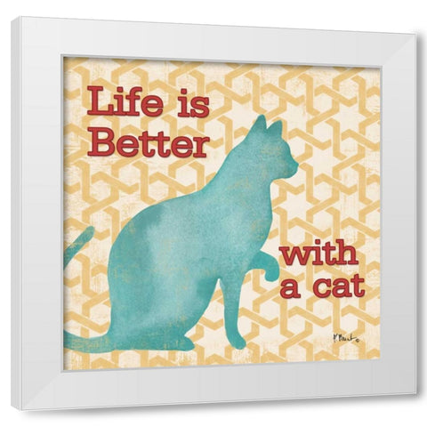 Patterned Pets Cat I White Modern Wood Framed Art Print by Brent, Paul