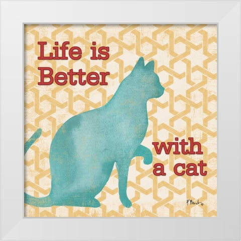 Patterned Pets Cat I White Modern Wood Framed Art Print by Brent, Paul
