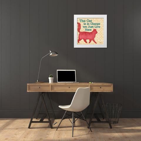 Patterned Pets Cat III White Modern Wood Framed Art Print by Brent, Paul