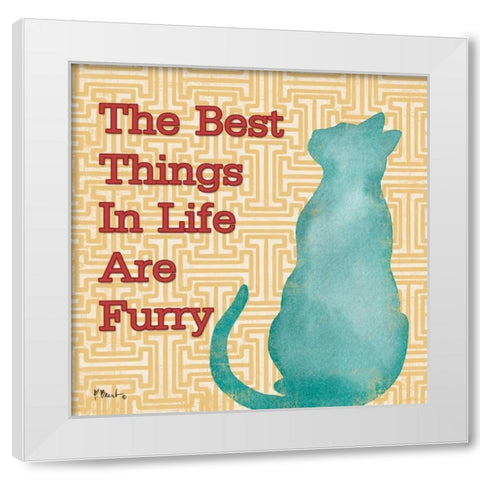 Patterned Pets Cat IV White Modern Wood Framed Art Print by Brent, Paul