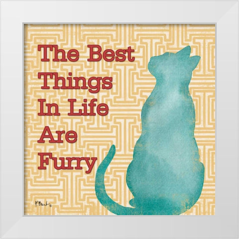 Patterned Pets Cat IV White Modern Wood Framed Art Print by Brent, Paul