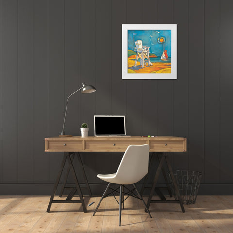 Lifeguard Stand White Modern Wood Framed Art Print by Brent, Paul