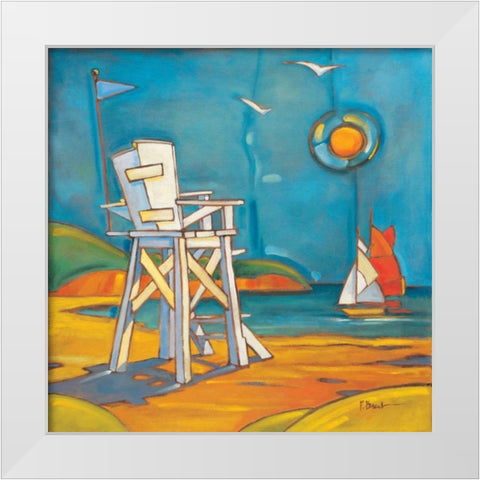 Lifeguard Stand White Modern Wood Framed Art Print by Brent, Paul