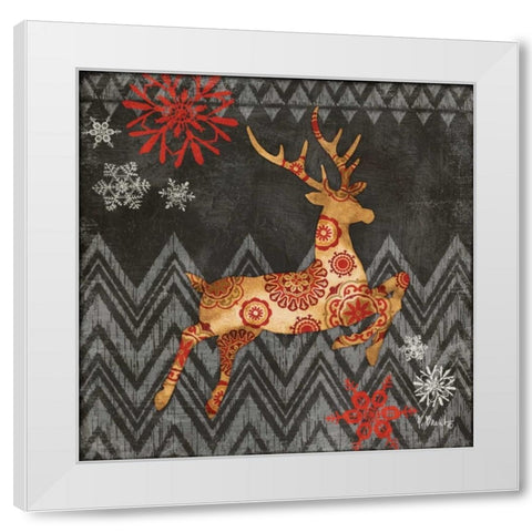 Reindeer Dance I White Modern Wood Framed Art Print by Brent, Paul