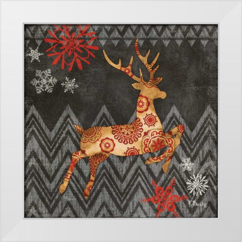 Reindeer Dance I White Modern Wood Framed Art Print by Brent, Paul