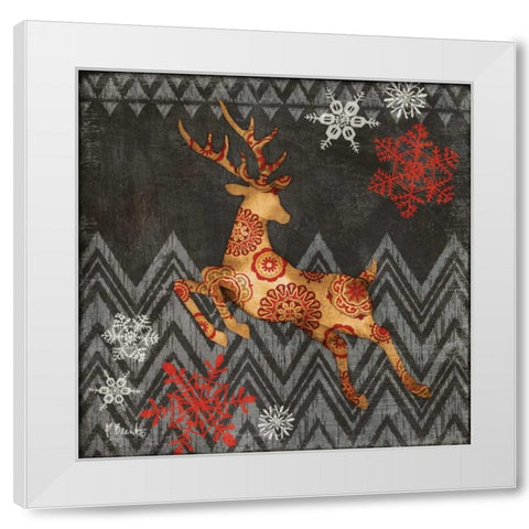 Reindeer Dance II White Modern Wood Framed Art Print by Brent, Paul