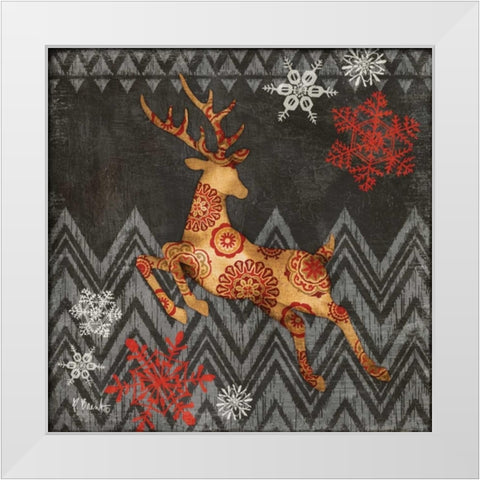 Reindeer Dance II White Modern Wood Framed Art Print by Brent, Paul