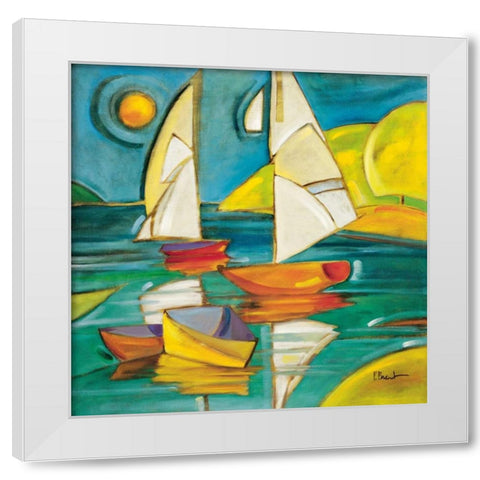 Bateaux White Modern Wood Framed Art Print by Brent, Paul