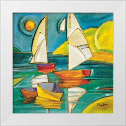 Bateaux White Modern Wood Framed Art Print by Brent, Paul