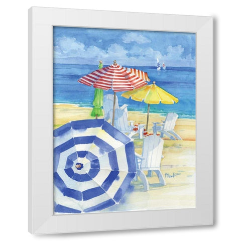 Watercolor Beach Vertical White Modern Wood Framed Art Print by Brent, Paul
