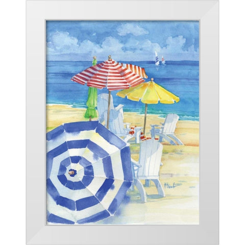 Watercolor Beach Vertical White Modern Wood Framed Art Print by Brent, Paul