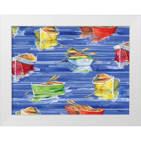 Rowboat Reflection White Modern Wood Framed Art Print by Brent, Paul
