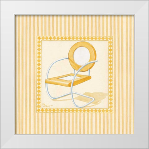 Retro Patio Chair IV White Modern Wood Framed Art Print by Brent, Paul