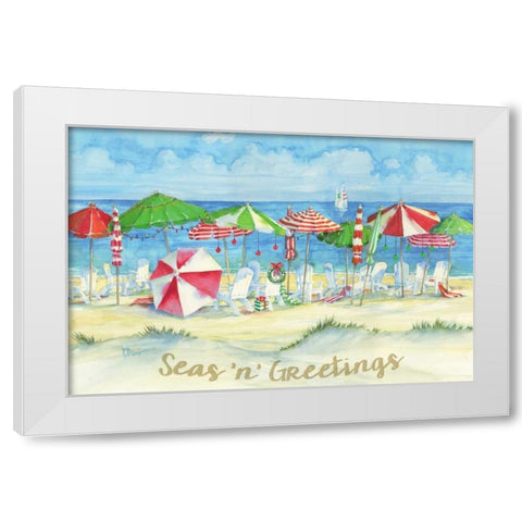 Holiday Beach Watercolor White Modern Wood Framed Art Print by Brent, Paul