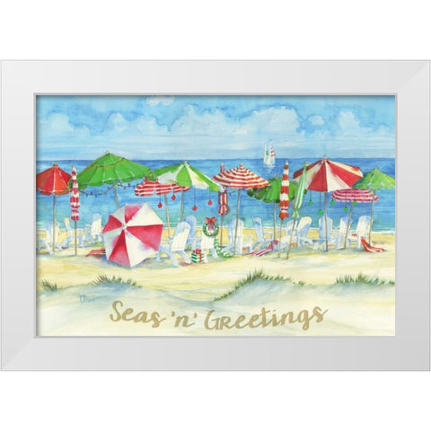 Holiday Beach Watercolor White Modern Wood Framed Art Print by Brent, Paul