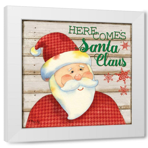 Jolly Santa I White Modern Wood Framed Art Print by Brent, Paul