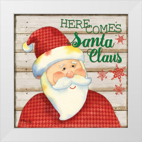 Jolly Santa I White Modern Wood Framed Art Print by Brent, Paul