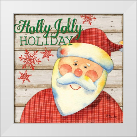 Jolly Santa IV White Modern Wood Framed Art Print by Brent, Paul
