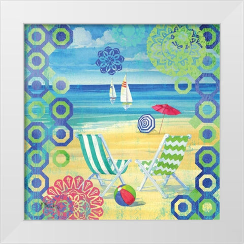 Geo Beach I White Modern Wood Framed Art Print by Brent, Paul