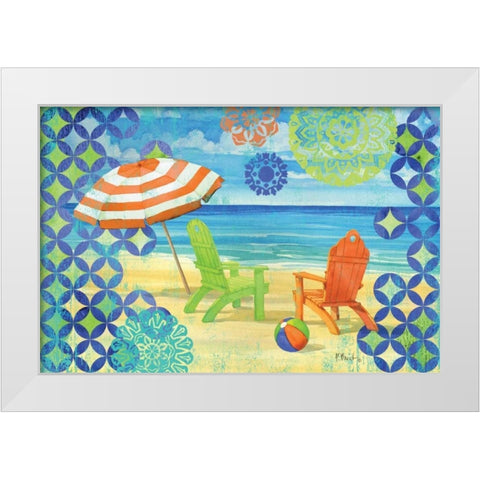 Geo Beach III White Modern Wood Framed Art Print by Brent, Paul