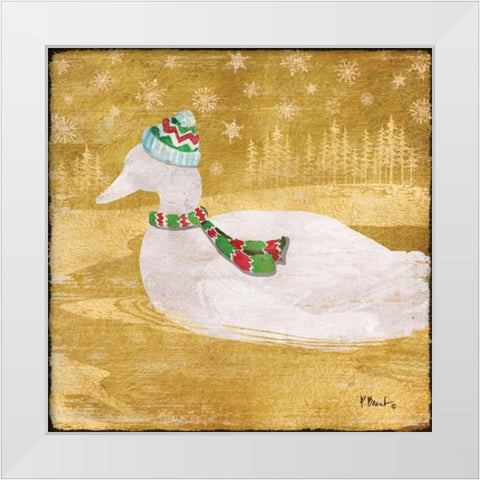 Gold Holiday III White Modern Wood Framed Art Print by Brent, Paul