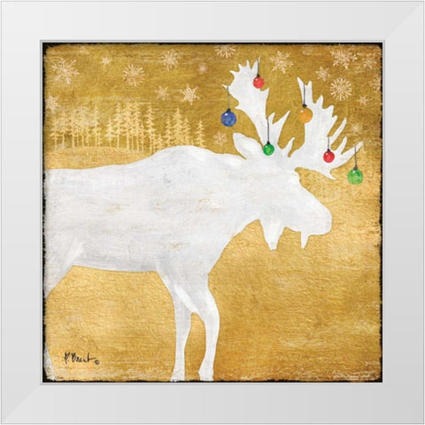 Gold Holiday IV White Modern Wood Framed Art Print by Brent, Paul