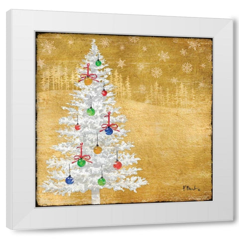 Gold Holiday V White Modern Wood Framed Art Print by Brent, Paul