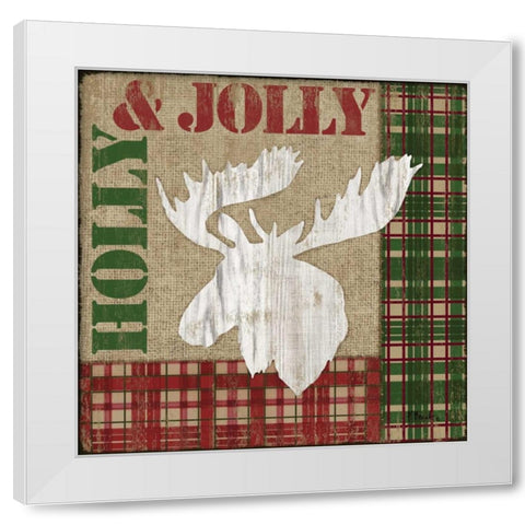Holly Jolly Lodge IV White Modern Wood Framed Art Print by Brent, Paul