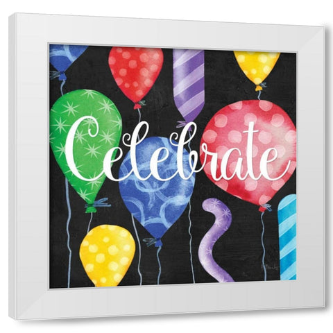 Celebration Balloons I White Modern Wood Framed Art Print by Brent, Paul