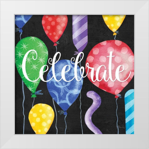 Celebration Balloons I White Modern Wood Framed Art Print by Brent, Paul