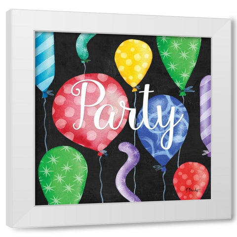 Celebration Balloons II White Modern Wood Framed Art Print by Brent, Paul
