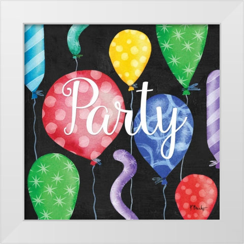 Celebration Balloons II White Modern Wood Framed Art Print by Brent, Paul
