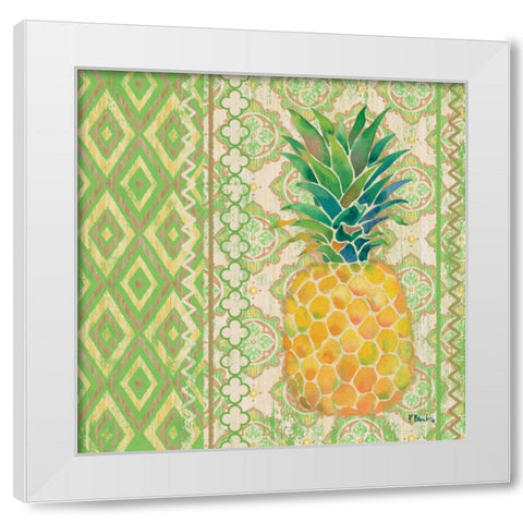 Fruit Ikat I White Modern Wood Framed Art Print by Brent, Paul