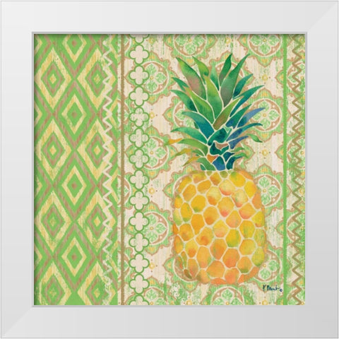 Fruit Ikat I White Modern Wood Framed Art Print by Brent, Paul