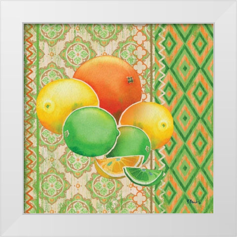 Fruit Ikat IV White Modern Wood Framed Art Print by Brent, Paul