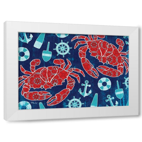 Pattern Crabs White Modern Wood Framed Art Print by Brent, Paul