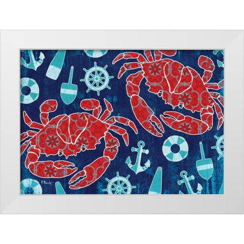 Pattern Crabs White Modern Wood Framed Art Print by Brent, Paul