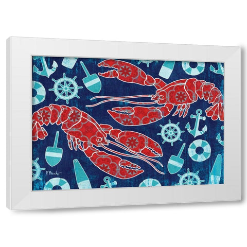Pattern Lobsters White Modern Wood Framed Art Print by Brent, Paul