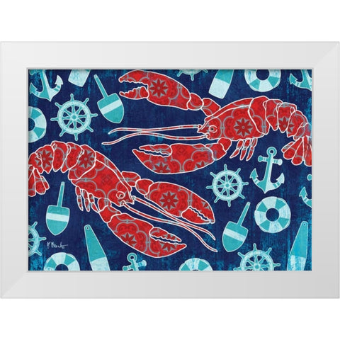 Pattern Lobsters White Modern Wood Framed Art Print by Brent, Paul