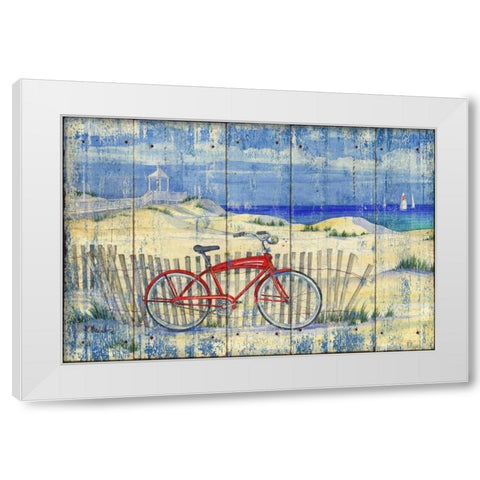 Red Beach Cruiser White Modern Wood Framed Art Print by Brent, Paul