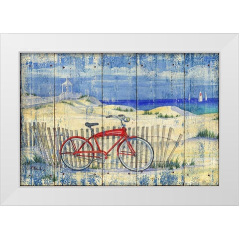 Red Beach Cruiser White Modern Wood Framed Art Print by Brent, Paul