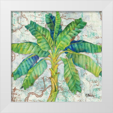 Aqueous Palm II White Modern Wood Framed Art Print by Brent, Paul
