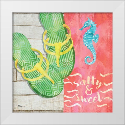 Sunshine Sandals III White Modern Wood Framed Art Print by Brent, Paul