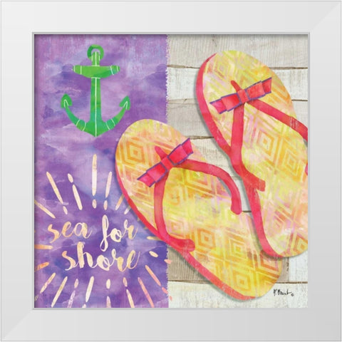 Sunshine Sandals IV White Modern Wood Framed Art Print by Brent, Paul
