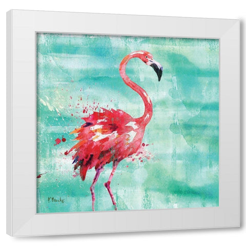 Arianna Flamingo I White Modern Wood Framed Art Print by Brent, Paul