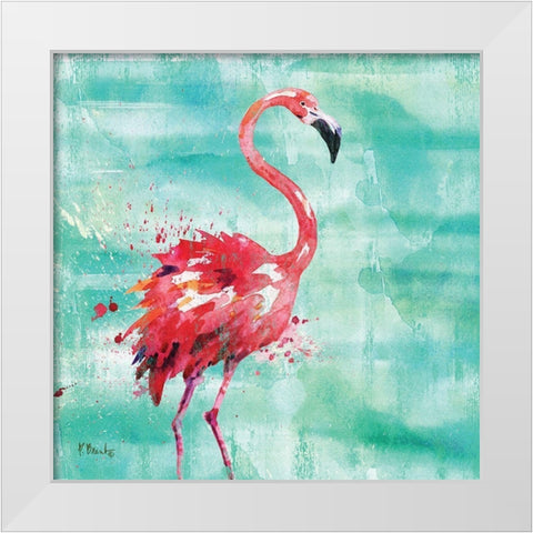 Arianna Flamingo I White Modern Wood Framed Art Print by Brent, Paul