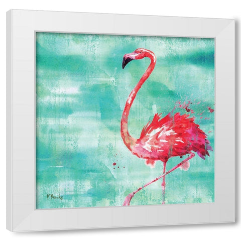 Arianna Flamingo II White Modern Wood Framed Art Print by Brent, Paul