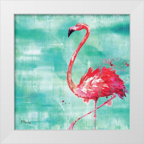 Arianna Flamingo II White Modern Wood Framed Art Print by Brent, Paul